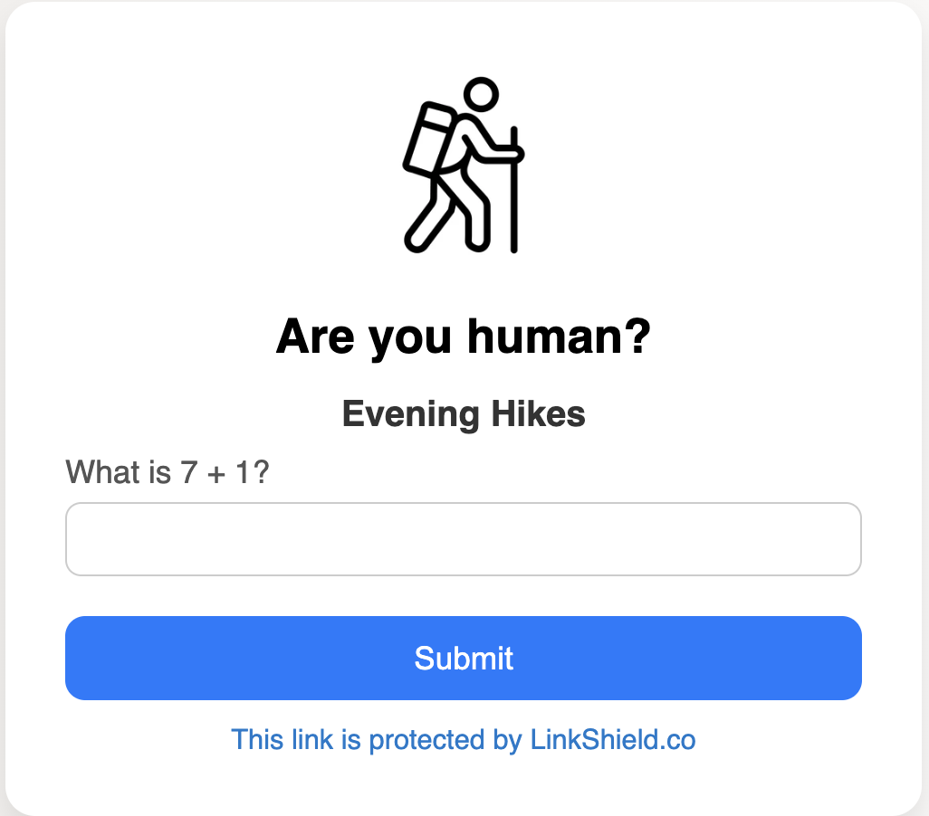 Example of the human-verification screen visitors see